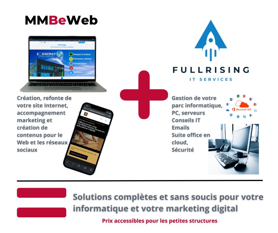 MMBeWeb + Fullrising = solutions pour gérer votre informatique, votre site Internet et les réseaux sociaux