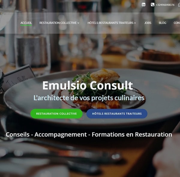 Emulsio Consult site Internet site complet avec blog d'un consultant en restauration.