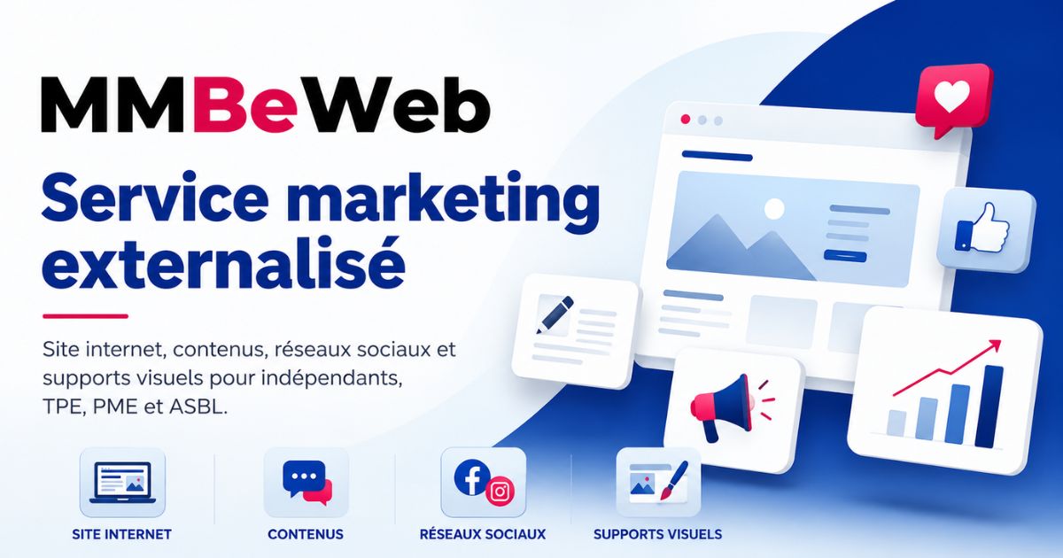 Service marketing externalisé par MMBeWeb : site internet, contenus, réseaux sociaux et supports visuels