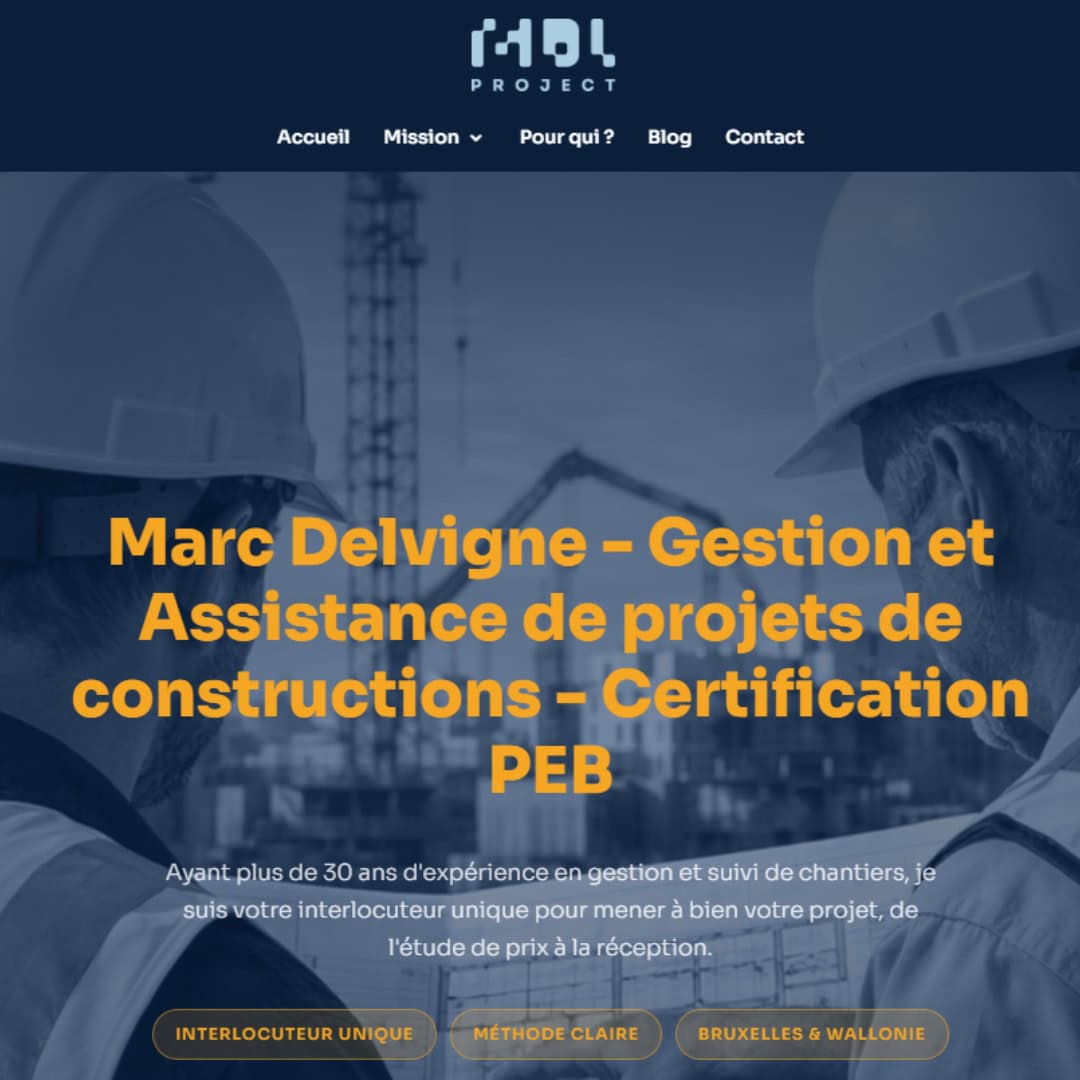 Site internet réalisé par MMBeWeb pour MDL Project - Marc Delvigne