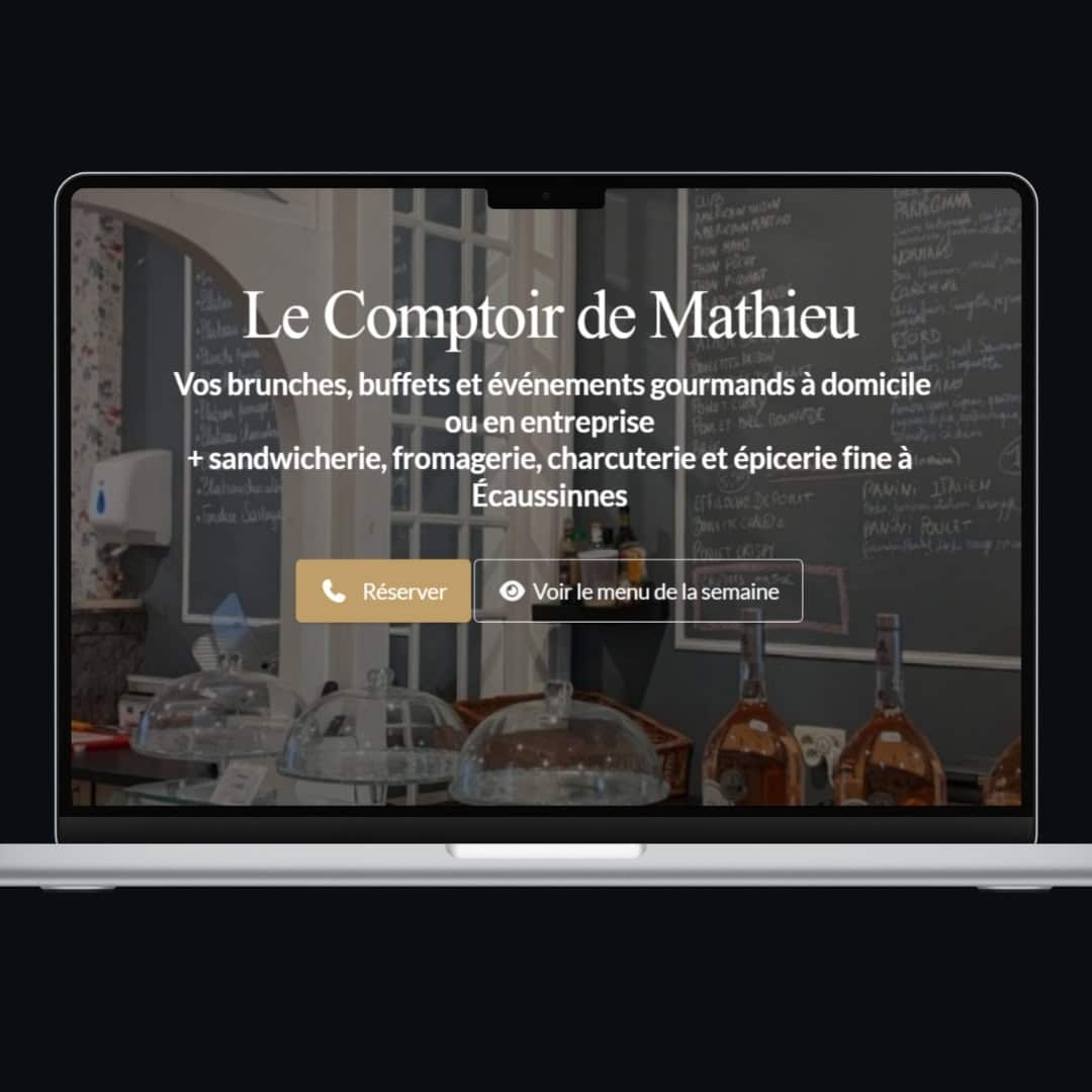 Site Infomaniak réalisé par MMBeWeb pour Le Comptoir de Mathieu à Écaussinnes