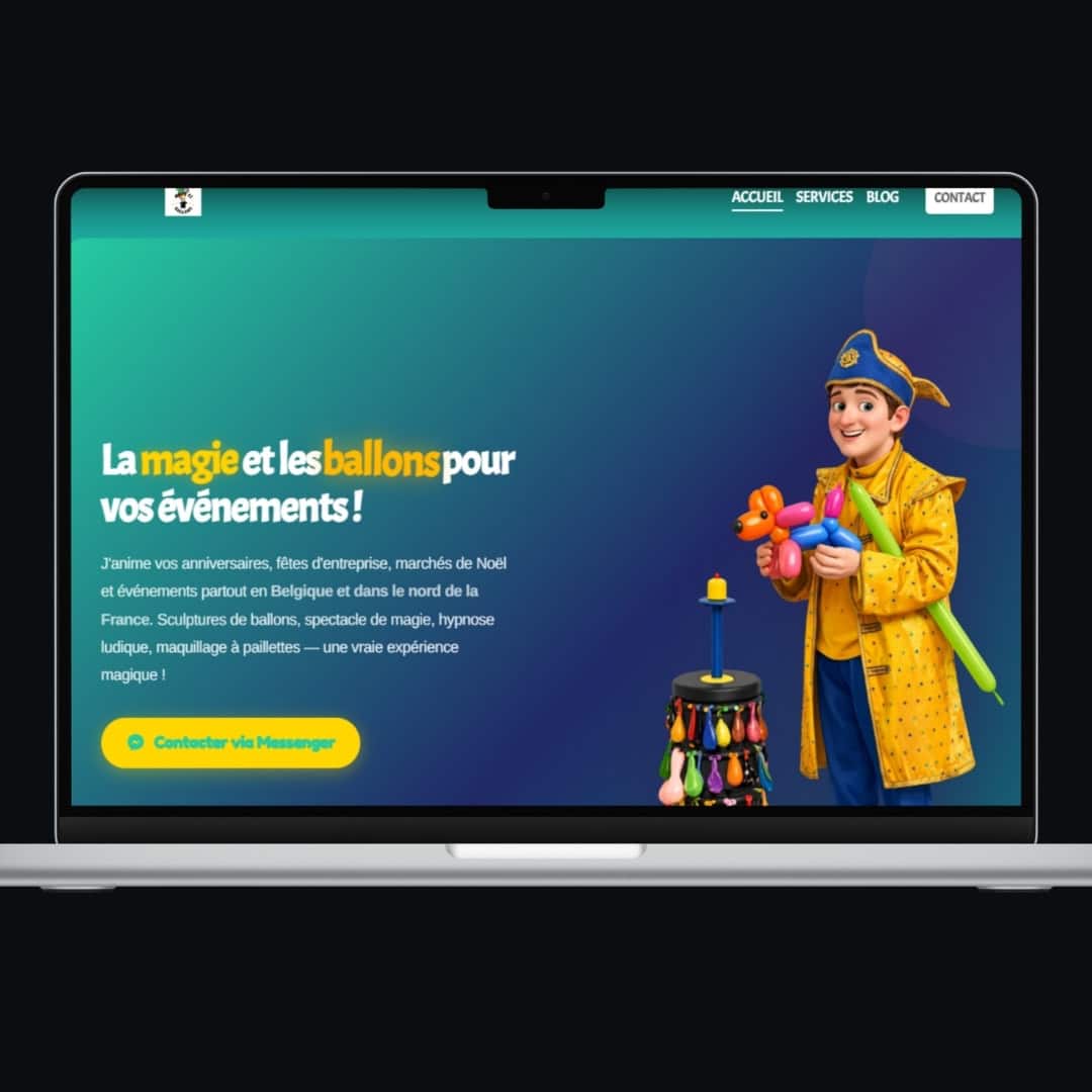 Site Infomaniak réalisé par MMBeWeb pour Magie et Ballons, magicien et sculpteur de ballons